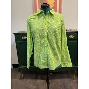 Crown And Ivy Lava Lime Essentials Med Long‎ Sleeve Shirt NWT